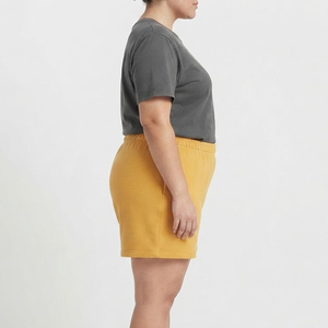 Shorts de survêtement amples en molleton 100 % coton pour femme grande taille, avec broderie effet usé et taille à cordon, décontractés pour l'hiver - Product Image 3