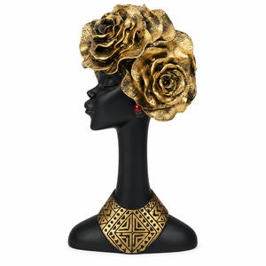 Escultura Artesanal de Poliresina de Dama Africana Alta con Tocado Floral, Figura Moderna para Decoración de Mesa del Hogar, Ideal para Regalo de Inauguración - Product Image 4