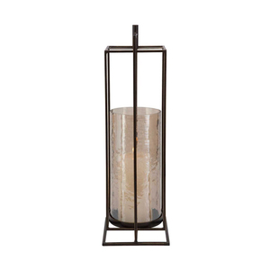 Porte-bougie moderne en fer forgé avec cheminée en verre martelé, centre de table géométrique élégant pour la décoration du salon - Product Image 5