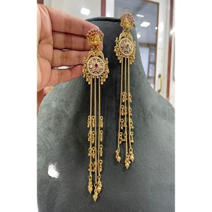 Pendientes de Gota de Moissanita Chapados en Oro de Latón de Primera Calidad, Deslumbrantes y Elegantes, RSDP-1155, para Mujer, Ideales para Bodas, a la Moda - Product Image 1