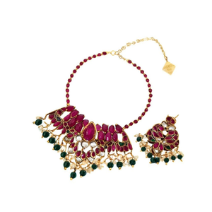 Crystal High Neck Choker Fine <b>Jewelry</b> <b>Set</b> <b>Gold</b> Plated for Party - Product Image 3