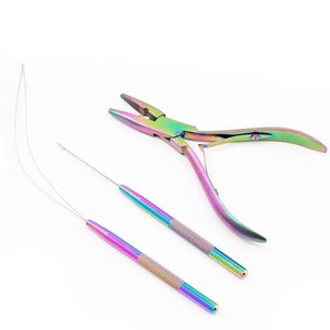 Professional Hair Extension <b>Pliers</b> <b>Set</b> Stainless Steel Rainbow Finish for Installation and Removal Tools Commercial Use - Product Image 3