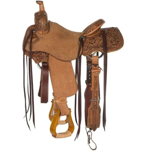 Selle de cheval Western en cuir de qualité supérieure pour l'équitation et le ranch, avec arceau Wade, travaillée à la main, durable et confortable - Product Image 1