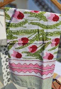 Hand Block Print Cotton <b>Sarong</b> Pareo Floral Beach Wrap for Women Boho Bikini Cover Up Lightweight Summer Scarf Vacation Swimwear - Product Image 6