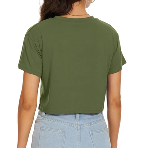 Nouvelle Collection 2026 – T-shirt Court à Manches Courtes pour Femmes et Filles – Vêtement d'Été Décontracté en Coton Respirant Couleur Unie - Product Image 5