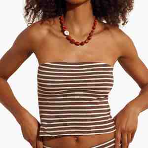 Wholesale Hot Strapless Tube Crop Top High Waist Wide Leg Pants Striped Women Clothing <b>Two</b> <b>Piece</b> <b>Set</b> Summer Loungewear Women <b>Set</b> - Product Image 4