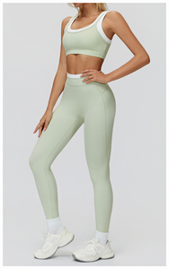 Ensemble de fitness pour femmes, soutien-gorge de sport et leggings taille haute, vêtements de sport extensibles pour la gym, le yoga, l'entraînement, la course à pied, le quotidien, confortables - Product Image 3