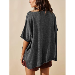 Camiseta Unisex de Cuello Redondo, Manga Corta, Color Sólido, Corte Holgado, Ecológica, 220g, Jersey de Algodón, Primavera Verano, Informal - Product Image 5