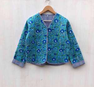 Chaqueta Acolchada Kantha Reversible Estilo Boho, Diseño Personalizado en Algodón Vintage, Transpirable, con Parches, para Mujer - Product Image 5