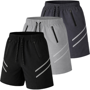 Men's Quick Dry Sport Shorts With Side <b>Stripes</b> Elastic Waist Drawstring Casual Athletic Wear <b>Black</b> Blue <b>White</b> - Product Image 5