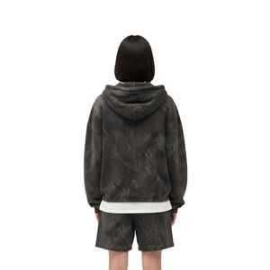 Ensemble sweat à capuche zippé et short vintage en 100 % coton, impression entièrement personnalisée, idéal pour un look décontracté ou streetwear, unisexe. - Product Image 3