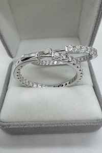 Boucles d'oreilles créoles Moissanite Inside Out en argent sterling pour femme, bijoux de luxe tendance, boucles d'oreilles statement - Product Image 2