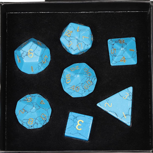 Dés en pierre de haute qualité, howlite bleue, turquoise, cristaux naturels, pierres de guérison reiki, ensemble de dés gravés sur mesure, cristaux vikings - Product Image 4