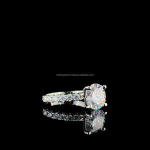 925 Sterling <b>Silver</b> Vintage Style Constellation Design <b>Solitaire</b> <b>Ring</b> 3 Ct Brilliant Cut Moissanite Engagement Women's Rhodium - Product Image 3