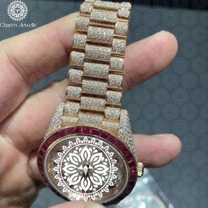 Montre de luxe pour homme Charm Jewells, mouvement mécanique analogique, lunette sertie de diamants, boîtier de 40 mm, bracelet en acier inoxydable, étanche 10 bars - Product Image 2
