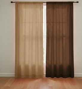 Rideaux de fenêtre de luxe pour hôtel et maison, lot de 2 couleurs unies, imprimés à la main, en pur coton, tissu de Noël pour salon et chambre à coucher - Product Image 4