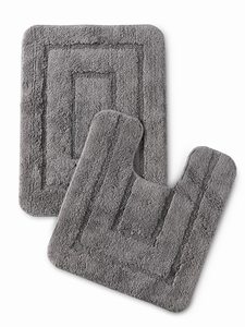 100% Cotton Tufted 2 Piece <b>Bath</b> <b>Mat</b> Set | Soft Absorbent Washable <b>Non</b> <b>Slip</b> Eco-Friendly European Classic Style Bathroom Rugs - Product Image 3