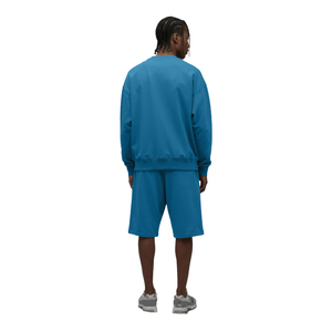 Conjunto de 2 Piezas de Sudadera y Pantalones Cortos Tejidos Transpirables Casuales para Hombre, Cuello Redondo, Talla Grande, Color Personalizado, 100% Algodón - Product Image 3