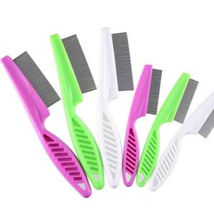 Juego de peines de plástico de dientes finos para el cuidado y peinado del cabello con mango de agarre cómodo en colores rosa, verde y blanco - Product Image 1