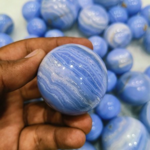 Blue Lace Agate Sphere Polished Gemstone <b>Crystal</b> <b>Ball</b> for Home Decor and Gifts Wholesale Collectible Striped Pattern <b>Ball</b> - Product Image 5