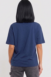 T-shirt oversize pour femme à col en V, couleur unie, épaules tombantes, séchage rapide, en jersey - Product Image 2