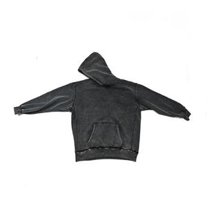Custom <b>Men</b> Winter Beaded Heavyweight Vintage Wash <b>Hoodie</b> High Quality 100% Cotton Acid Wash Oversized <b>Black</b> Washed - Product Image 1