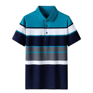 Camiseta Polo de Algodón Personalizada de Alta Calidad para Hombre, Manga Corta, Transpirable, a Rayas, para Verano, Informal, de Negocios, 100% Algodón Canvas - Product Image 1