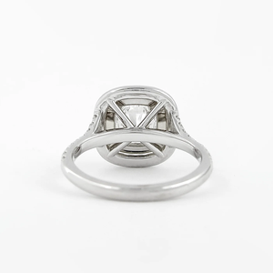 Anillo de Compromiso con Diamante de Corte Cojín para Mujer, Oro de 18K con Baño de Rodio, Engaste Pavé, Estilo Clásico, Certificado IGI - Product Image 3