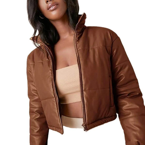 zip front <b>Womens</b> Short Bubble Jacket <b>Women's</b> Cropped <b>Padded</b> <b>Coat</b> Casual outerwear Custom Logo Clothing Supplier <b>Women</b> Outerwear - Product Image 1