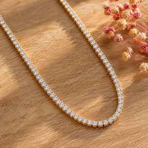 สร้อยคอเทนนิสทองคำแท้ 10K 14K 18K หรูหรา ประดับเพชรทรงกลมสี DEF ความใส VSVVS เพชรสร้างในห้องปฏิบัติการ เครื่องประดับชั้นดี - Product Image 4