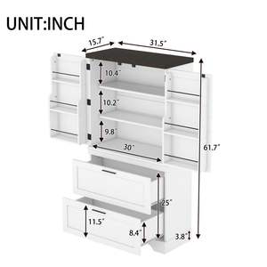 ตู้ไม้สีขาวสไตล์บ้านไร่ที่ทันสมัยตัวแบ่งช่องประตูที่แข็งแรงลิ้นชักสำหรับห้องครัวห้องนั่งเล่นทางเข้าห้องนอน - Product Image 3