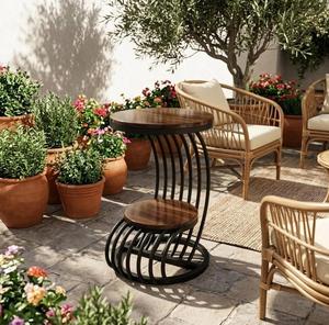 Modern Teak Wood <b>Console</b> <b>Table</b> With Pedestal Base For Courtyard Outdoor Use Stable Design - Product Image 2