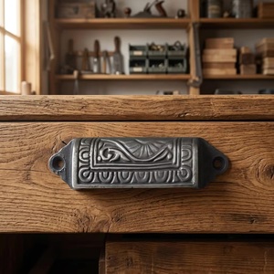 Poignée de tiroir réglable en fonte traditionnelle avec design industriel et détails ornés pour cuisine, maison, bureau, commode - Product Image 5