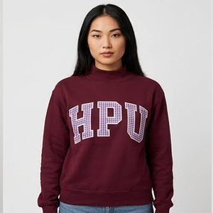 HPU Oversized <b>Turtleneck</b> Sweatshirt Gray Purple Letter Print Sweatshirt Oversized Pullover Long Sleeve Casual Streetwear Apparel - Product Image 4