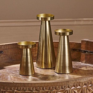 ILAHI's Vintage <b>Brass</b> Handmade Tapered <b>Candlestick</b> Holder Embossed Design 1 Color High Quality Heat Resistant Home Christmas - Product Image 3