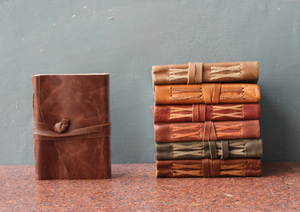 Handmade Antique-Looking Light Brown Recycled Cotton Paper <b>Journal</b> Hand Bound With Oil Crunch Buffalo Leather For <b>Writing</b> - Product Image 6