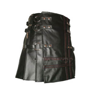 Handmade Genuine Cow <b>Leather</b> Kilt Men Stylish Kilt With Buckles - Product Image 2