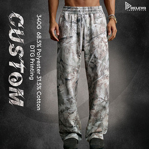 340GSM Men’s Camo Sweatpants – Cotton <b>Polyester</b> Fleece Baggy Streetwear <b>Joggers</b> with complete customization options - Product Image 2