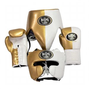 Guantes de Boxeo Profesionales Azul Cielo y Blanco con Cordones, para Kick Boxing, MMA, Entrenamiento, Acolchado Grueso de 4 Capas, Correa de Muñeca Ajustable - Product Image 5