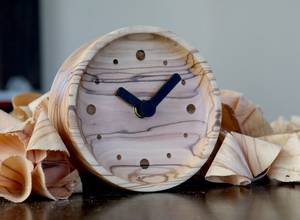 Exquisite Handcrafted Olive Wood Table <b>Clock</b> - Unique Artisanal Timepiece >Smart Table <b>Clocks</b> - Product Image 5
