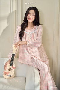 เสื้อคลุมท้องสำหรับนอนหลับ รุ่น B2 MUM B834 แขนยาว คอระบาย แต่งลูกไม้ ระบายอากาศได้ดี ผ้าลินินผสมสแปนเด็กซ์/โพลีเอสเตอร์ ยืดหยุ่น เป็นมิตรต่อสิ่งแวดล้อม - Product Image 6