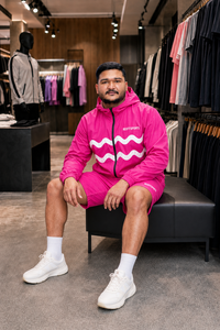 REXFIT <b>SPORTS</b> 2026 Custom Men’s Pink Nylon Hooded <b>Jacket</b> and Shorts Set Lightweight <b>Summer</b> Sportswear Private Label - Product Image 2