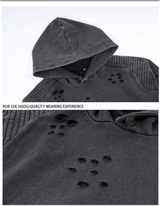 OEM Customized High Quality Men's Acid-washed Rhinestone Hoodie Clothing Manufacturer Men's Full <b>Zip</b> up Hoodie - Product Image 3