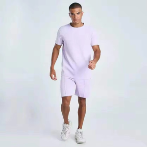 Casual Men T Shirt and Shorts <b>Set</b> Cotton Two Piece Summer Outfit Breathable Clothing <b>Set</b> OEM Manufacturer - Product Image 4
