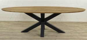 Table à manger ovale en bois avec pieds en métal, design minimaliste moderne, 6 places, meubles de maison stables - Product Image 2