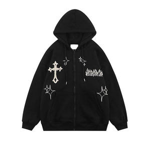 เสื้อฮู้ดซิปเต็มตัวผู้ชายสไตล์ Y2K ลายกราฟิกแบบกำหนดเอง เสื้อสเวตเชิ้ตซิปโอเวอร์ไซส์ เสื้อฮู้ดขายส่ง - Product Image 5