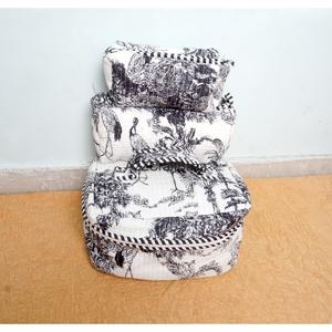 กระเป๋าผ้าฝ้ายแท้ 100% ทำมือ แบบเย็บติดกัน เป็นมิตรกับสิ่งแวดล้อม พร้อมซิป ใช้ได้ทั้งใส่เครื่องสำอางและของใช้สำหรับเดินทาง ชุด 3 ชิ้น - Product Image 2