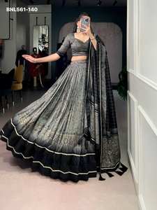 Colección Premium de Lehenga-Choli y Dupatta con estampado Kalamkari en seda Tussar de aspecto elegante, del último diseño, fabricado en Surat. - Product Image 4