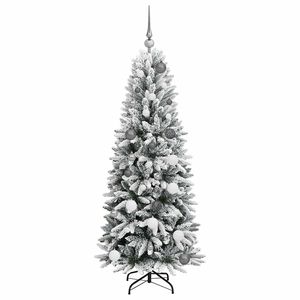 Sapin de Noël artificiel blanc à 150 LED, 59,06 pouces, lumières festives pour les fêtes - Product Image 4