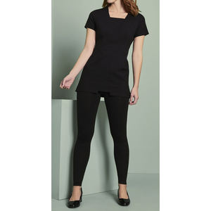 Tunique décontractée pour femme, haut de salon de beauté, chemise uniforme à manches courtes pour thérapeute de spa, chemisier de travail boutonné tissé pour coiffeuse et massothérapeute - Product Image 4